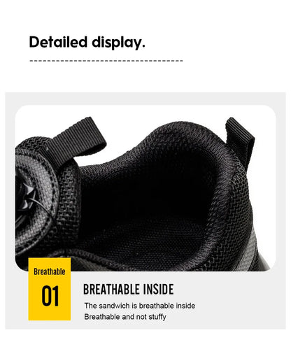 Men Rotating Button Safety Shoes, Steel Toe Work Sneakers, Indestructible Shoes, Puncture-Proof Work Boots, Air Cushion Safety Shoes