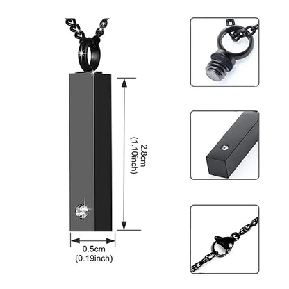 Cremation Jewelry Urn Necklace for Pet Ashes for Men Women, Keepsakes for Small Animal Ashes, Stainless Steel Memorial Bar Pendant Necklaces