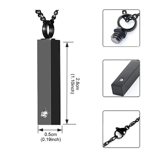 Cremation Jewelry Urn Necklace for Pet Ashes for Men Women, Keepsakes for Small Animal Ashes, Stainless Steel Memorial Bar Pendant Necklaces