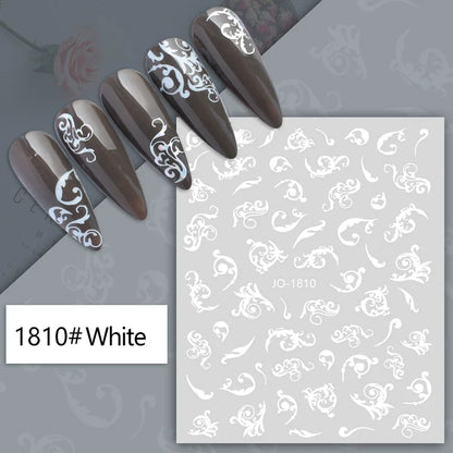 3d Nail Art Decals Tropical Palm Leaves Flowers Laces Faces Adhesive Sliders Nail Stickers Decoration For Nail Manicure