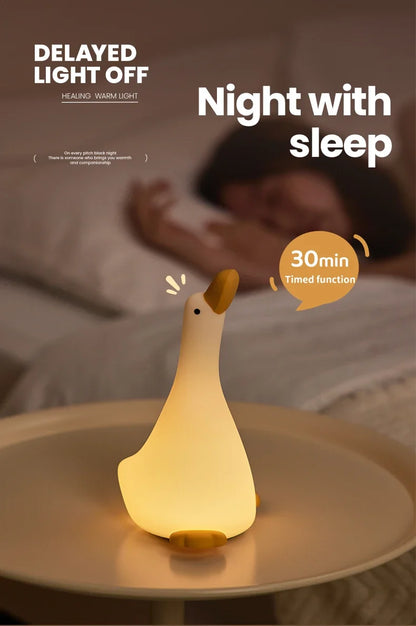 Rechargeable LED Night Light Cute Duck Silicone Patting Lamp Nursery Children Nightlights Home Bedside Room Decor Birthday Gift