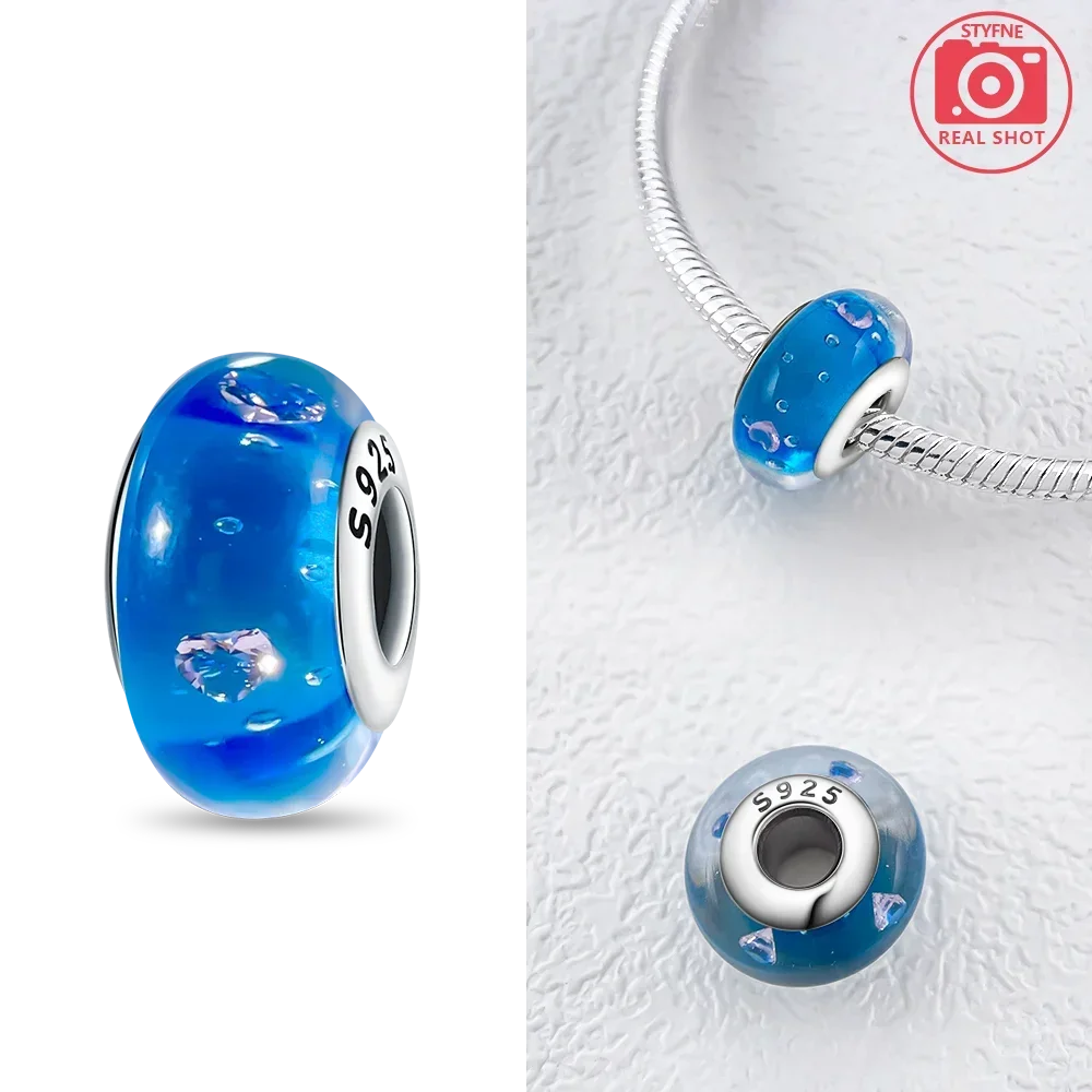 Silver 925 Colorful Flower Series Murano Glass Beads Charm Fit Original Bracelet Murano Glass DIY for Women Jewelry Gift
