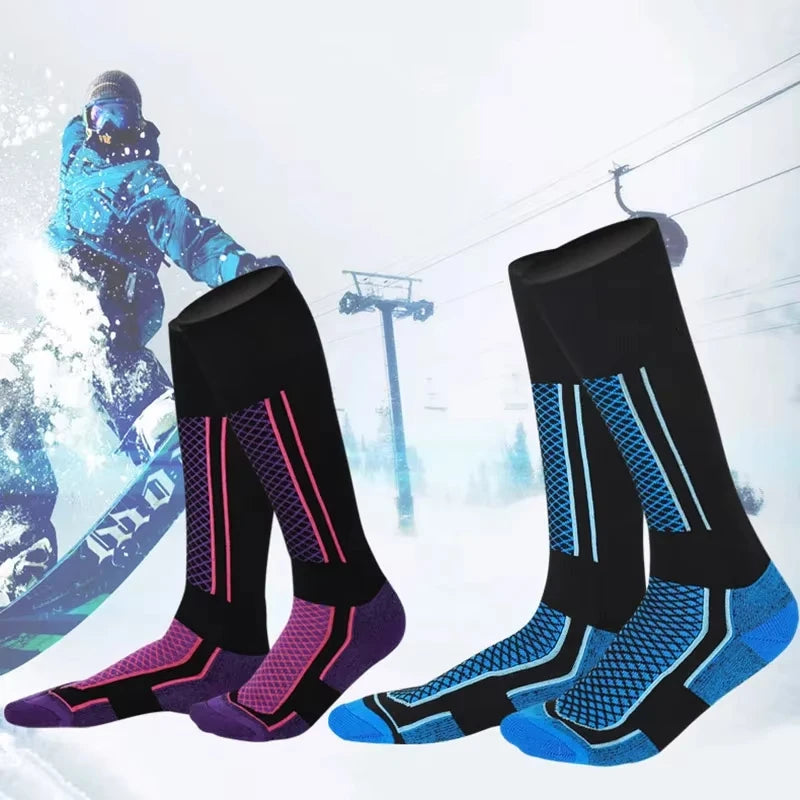 1Pair Winter Warm Thickening Ski Stockings Hiking Socks For Women Men Children Outdoor Anti-Cold High Sports Stockings