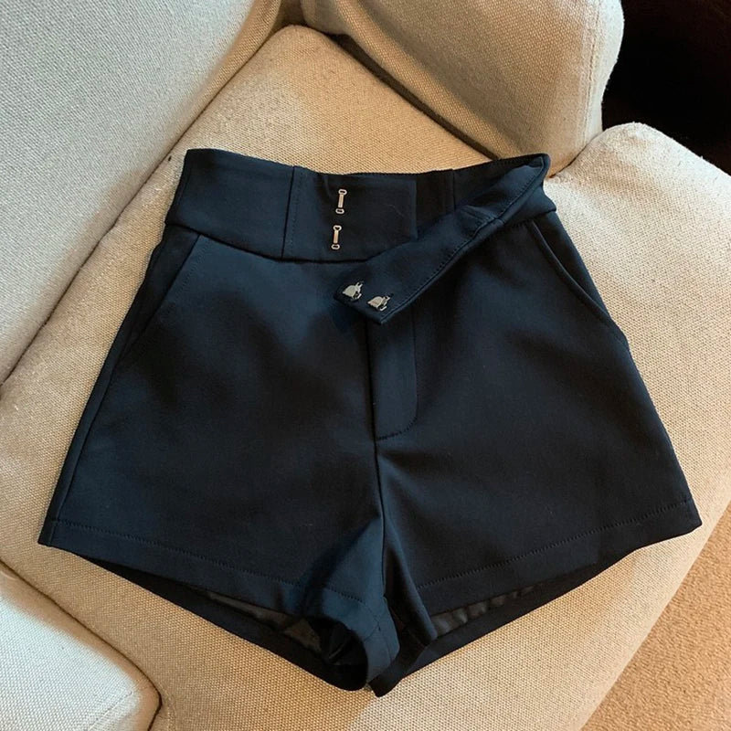 Women's Shorts Mooyufon Black Shorts Women Harajuku Elegance High Waisted Shorts A-Line Slim Casual Hot Girl Straight Pants Sexy