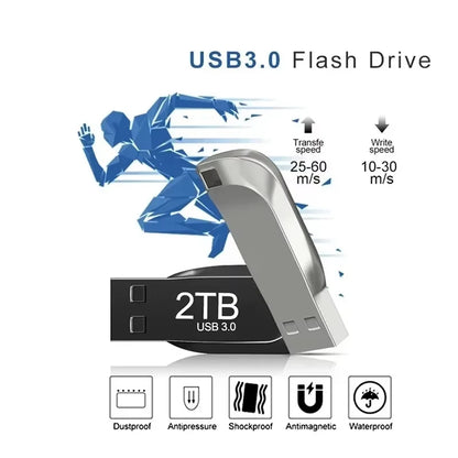 New Flash Drive 2TB USB 3.0 Mini High Speed Metal Pendrive 1TB 512GB Stick Portable Drive Waterproof Memoria Storage U Disk