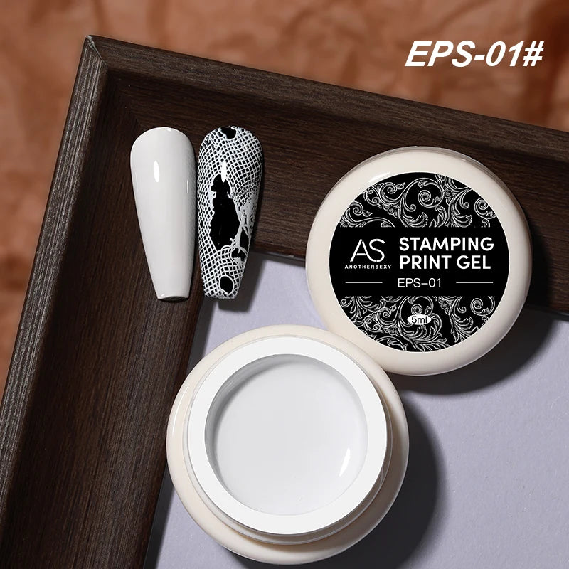AS Esmalte de uñas de estampado de 5ml, colores, barniz de impresión de uñas para placa de estampado, lacas de impresión en blanco y negro, no kit