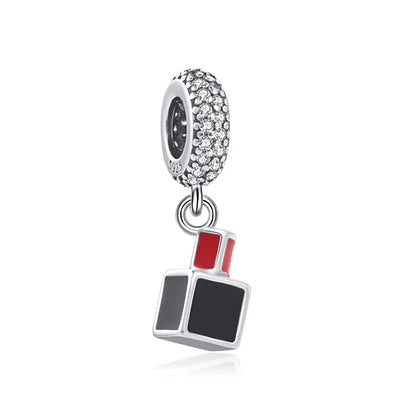 Pink Bead Bag Perfume Lipstick high heels Pendant fit Original Bracelet Accessories DIY Jewelry Women 925Silver Gift Trunk Charm