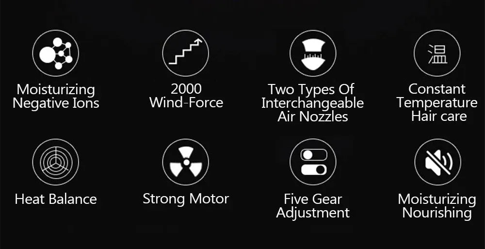 High-Power Ionic Hair Dryer, Fast Heating and Hot/Cold 9 Gears Adjustment Home Professional Hair dryer, Blow Dryer with Accessories