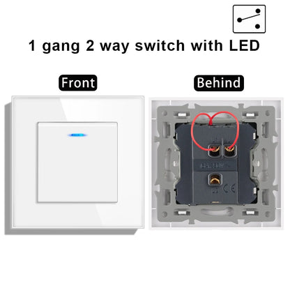 novski Crystal Tempered Glass Panel 1 Gang 1way, 1 Gang 2way, 2 Gang 1way, 2 Gang 2way, Wall Switch with LED Indicator 16A 250V