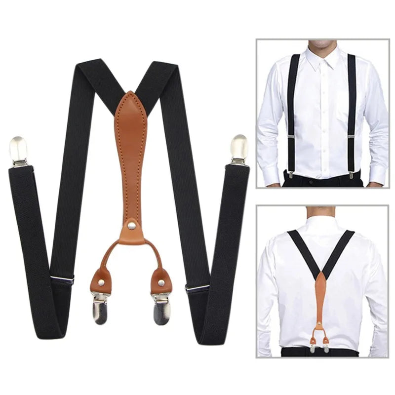 35/25/20mm Wide Men's Suspenders High Elastic Adjustable 4 Strong Clips Heavy Duty X-Back Trousers Braces