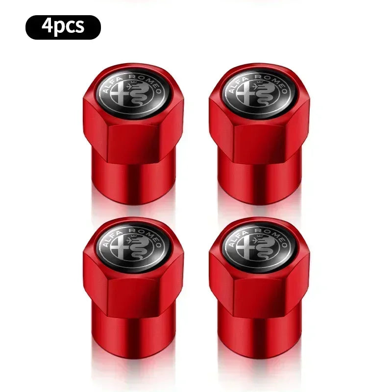 4Pcs Metal Car Wheel Tire Air Valve Caps Stem Covers For Alfa Romeo Mito Brera 147 Giulietta 159 156 Stelvio Sportiva Giulia