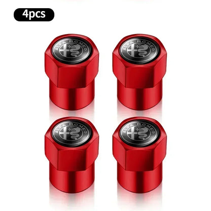 4Pcs Metal Car Wheel Tire Air Valve Caps Stem Covers For Alfa Romeo Mito Brera 147 Giulietta 159 156 Stelvio Sportiva Giulia