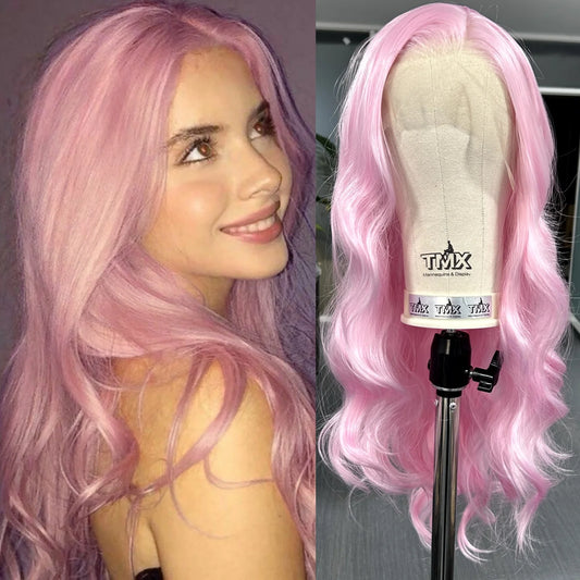 Platinum Blonde Long Wavy Synthetic Wig Free Part Loose Wave Natural Curly 13X4 Lace Front Wigs for Women Daily Party Cosplay