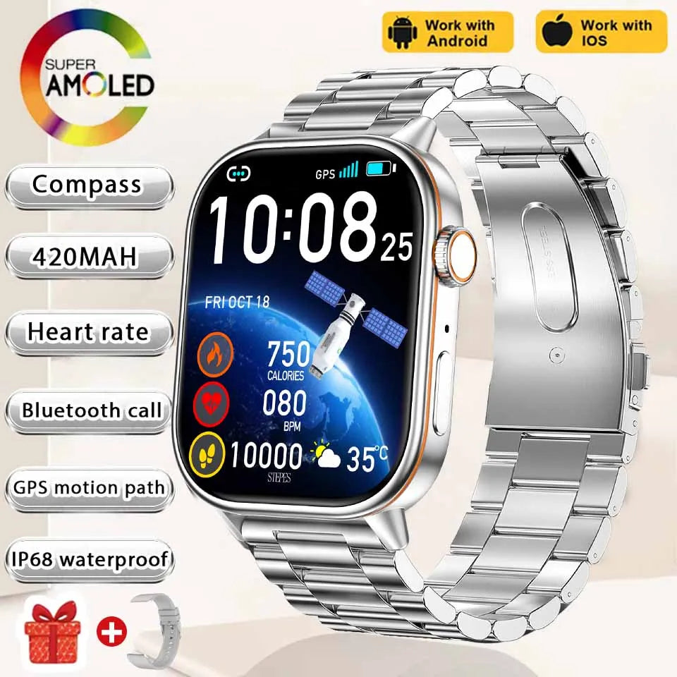 NEW Fashion Built-in 6 Stars GPS Position Smart Watch, Women 2.01'' AMOLED HD Screen IP68 Waterproof Sport  Bracelets For Ladies