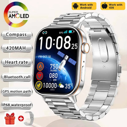 NEW Fashion Built-in 6 Stars GPS Position Smart Watch, Women 2.01'' AMOLED HD Screen IP68 Waterproof Sport  Bracelets For Ladies