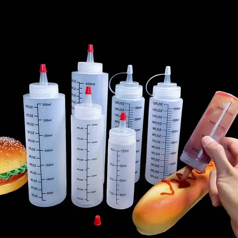 Squeeze Condiment Bottles With Nozzles, Plastic Ketchup Salad Sauce Hot Sauces Olive Oil Bottles, Kitchen Tools, Condiment Dispensers