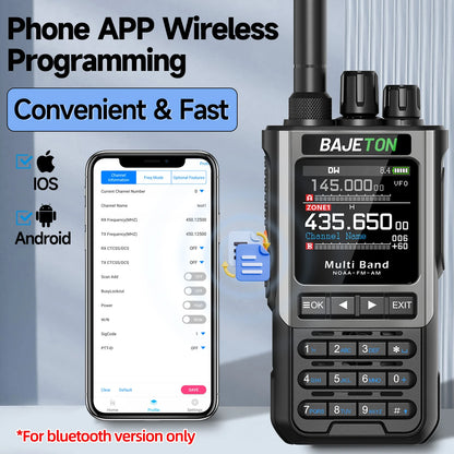 BAJETON BJ-8300 Walkie Talkie 10W Tri Power SW MW LW AM SSB CB Receive Wireless Bluetooth Phone Programming NOAA Two Way Radio