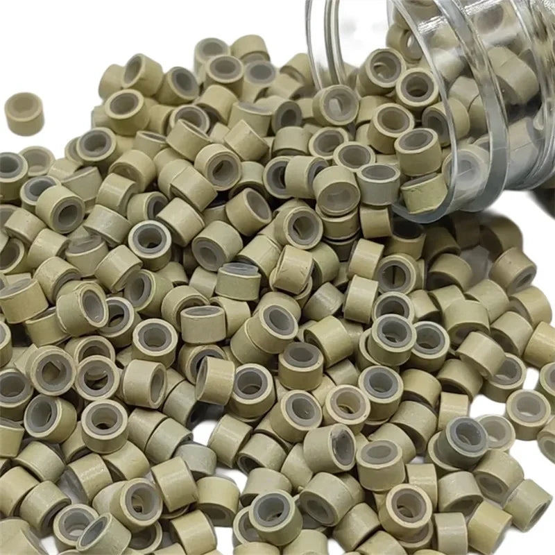 1000Pcs, Hair Extentions Micro Rings Links Beads, 5mm Silicone Lined Beads for Human Hair Extensions Tool-Multi-colored