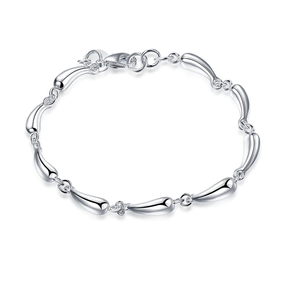 Fashion charm 925 Sterling Silver Bracelet for man woman, Twisted rope chain fine jewelry, Wedding party Christmas gift