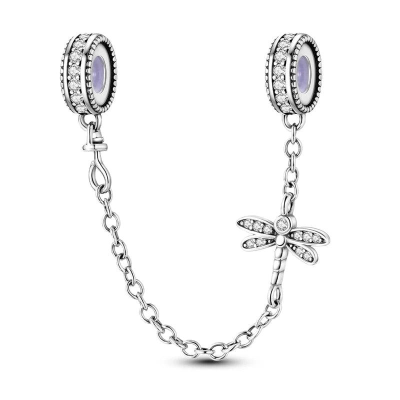 100% 925 Sterling Silver Exquisite Colored Dragonfly Charms Pendants Sparkling Zircon Fit Qikaola Original Bracelets DIY Jewelry