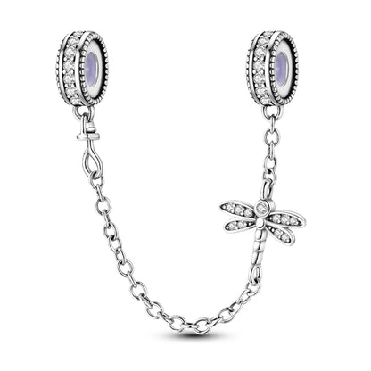 100% 925 Sterling Silver Exquisite Colored Dragonfly Charms Pendants Sparkling Zircon Fit Qikaola Original Bracelets DIY Jewelry