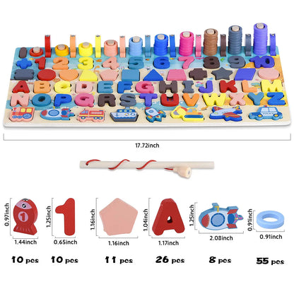 Montessori Wooden Toys Kids Busy Board Animal Math Fishing Numbers Matching Digital Shape Educational Toys For Children Gifts