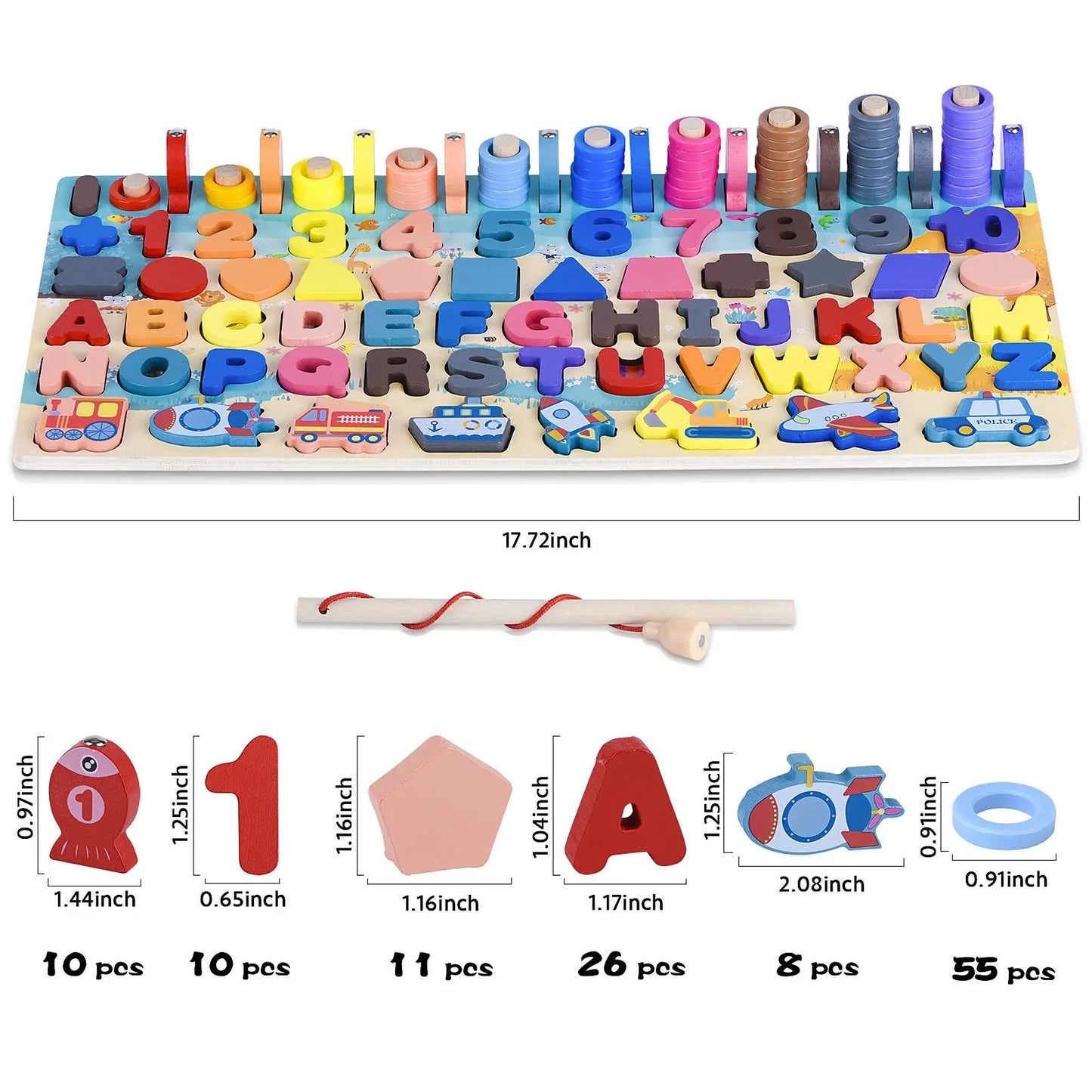 Juguetes Montessori de madera para niños, tablero ocupado, animales, matemáticas, pesca, números a juego, forma digital, juguetes educativos para niños, regalos