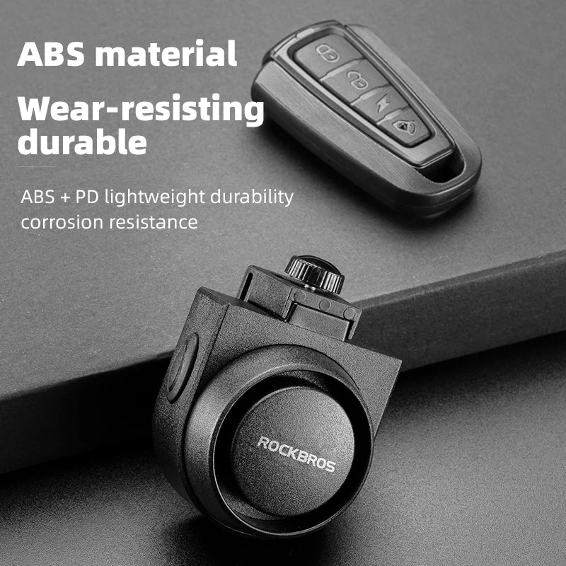ROCKBROS Bicycle Bell Type-C Vibration Anti-Theft Electric Bike Alarm Horn with Wireless Remote Control Security Alarm System