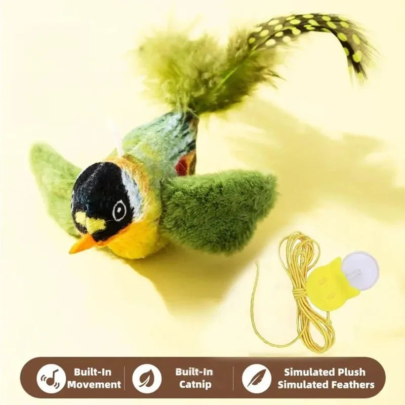 Pet Toy Cat Plush Toy Emulates the Sound Bird to Amuse the Cat Elastic Rope to Relieve Boredom and Resist Scratching and Biting