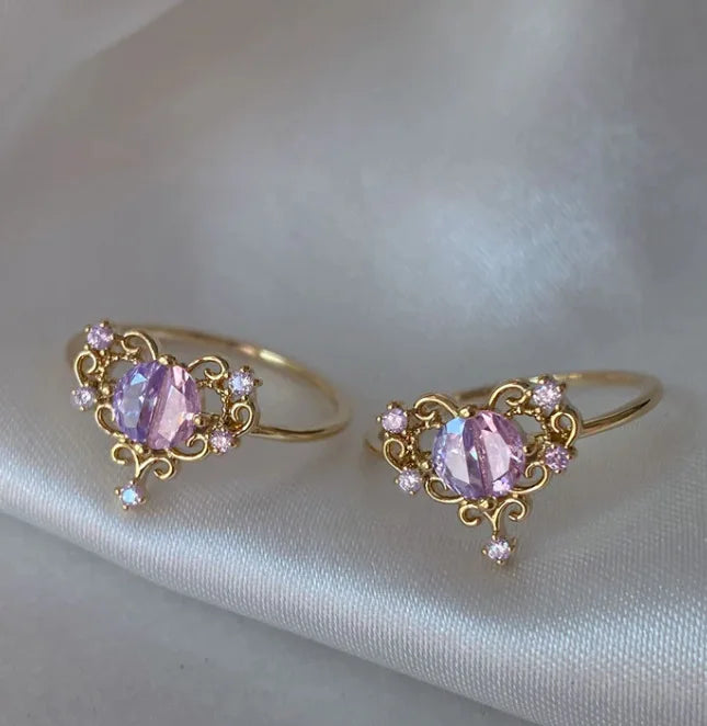 New Cute Colorful Zircon Flower Ring For Women Girl, Fashion Vintage Zircon Adjustable Rings, Jewelry Gift