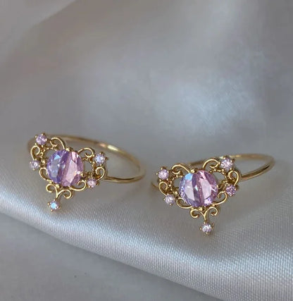 New Cute Colorful Zircon Flower Ring For Women Girl, Fashion Vintage Zircon Adjustable Rings, Jewelry Gift