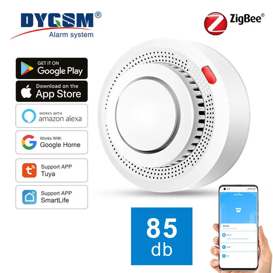 Smart Zigbee Smoke Detector, Smart Home Real-time Monitoring Remote Alarm Notification App Control Works Need Zigbee Hub, TUYA