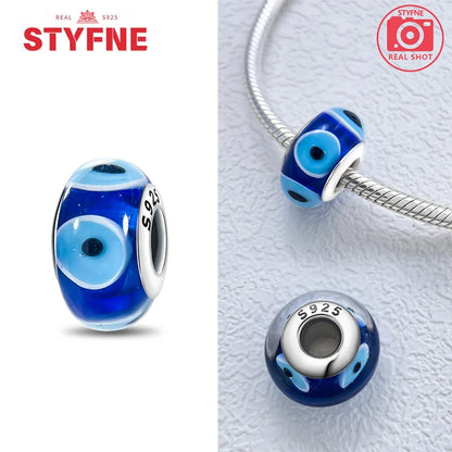 925 Sterling Silver Blue Series Crystal Enamel Murano Charm Bead Fits Original Bracelet for Women DIY Fine Jewelry Gifts
