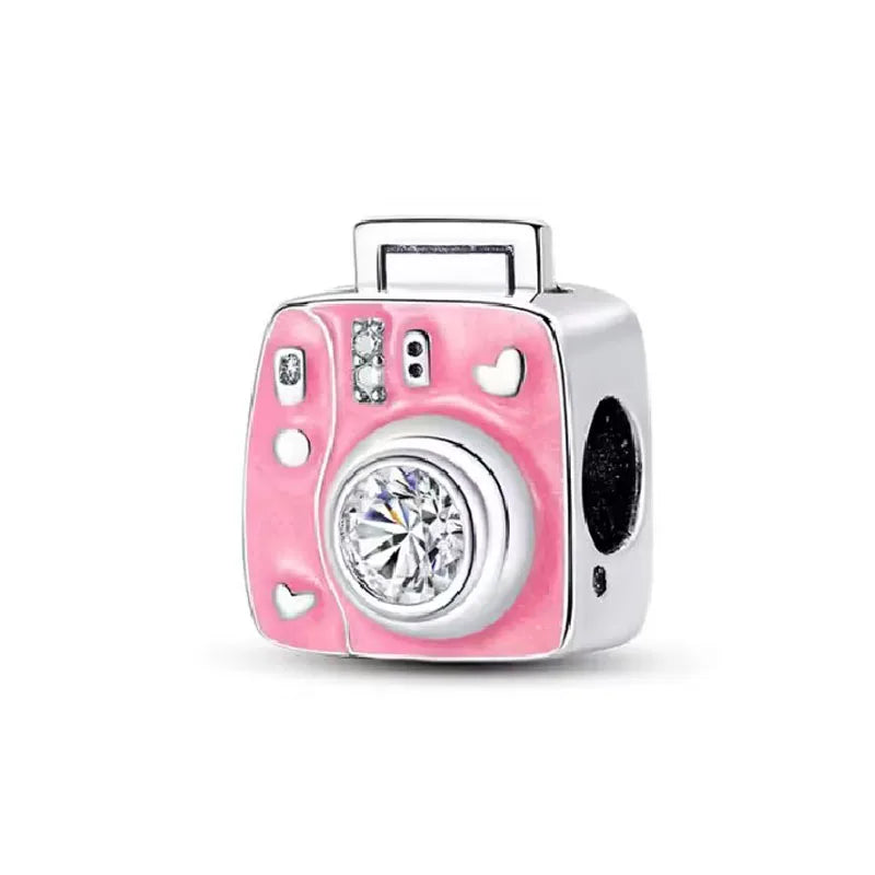 Hot Selling 925 Silver Pink Cake, Dog Paw, Luggage, Cup Bead Pendant Suitable for European Original Bracelet DIY Exquisite Jewelry