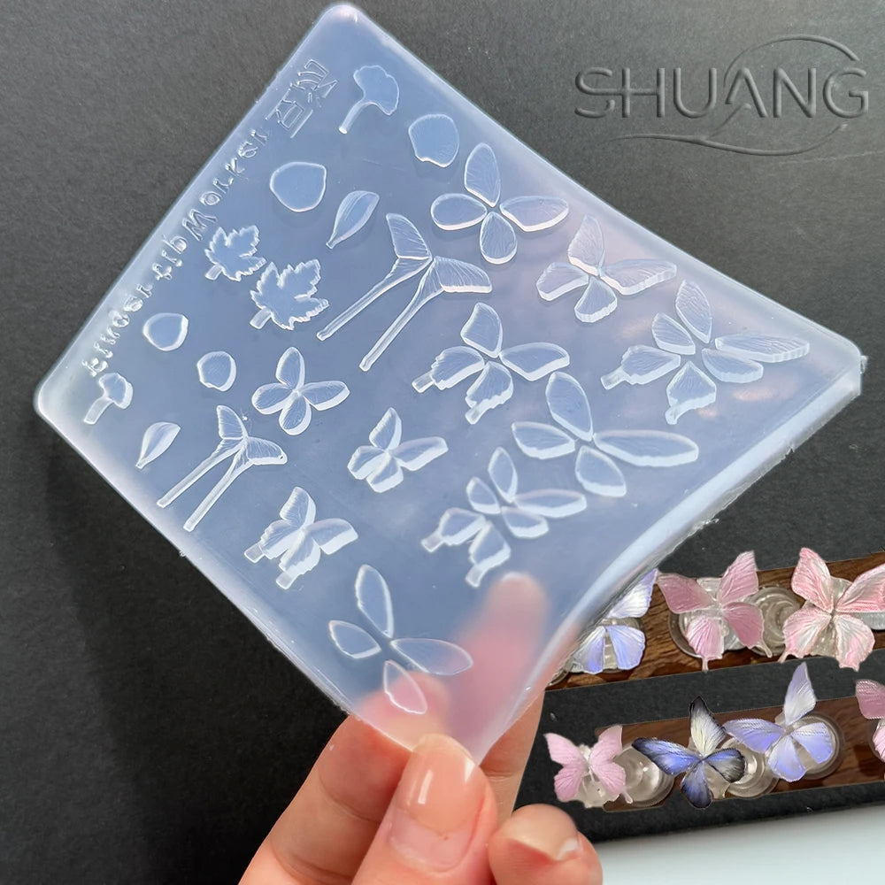 3D Silicone Flower Nail Carving Mold Acrylic Lily Hibiscus Floral Stamping Plate Nails Stencils Five-Petal Blossom Nail Template