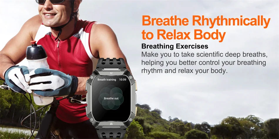 New 1000mAh Battery Smart Watch, 1.95 Inch AMOLED Screen, Men Outdoorsports Watch, IP68 Waterproof Bluetooth Call Sports Smartwatch