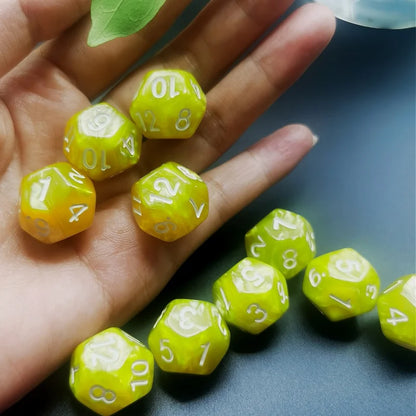 D12 12 Faces DND Dice Transparent Acrylic 12 Side Dice Set Polyhedral TRPG, Mtg, Rpg, Dice for DND or COC Game, 10PCs per Set