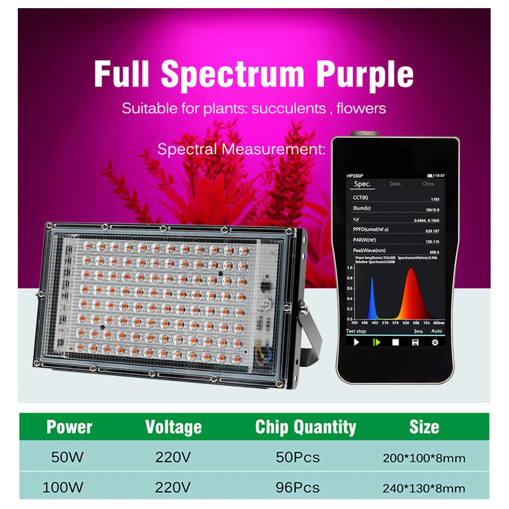 50W/100W Full Spectrum LED Plant Light Floor Bracket 220V Suitable For Courtyard Hydroponic Greenhouse Seedling Lighting