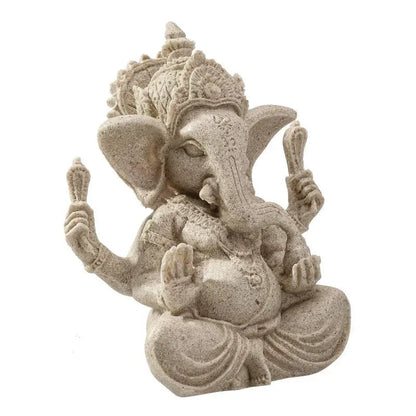 Handmade Sandstone Ganesha Buddha Elephant Statue Sculpture Figurine for Home Decoration, Living Room