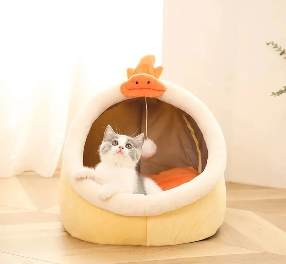 Deep Sleep Cat Bed, Cartoon Pet Bed, Foldable Removable Washable Pet Sleeping Bed for Small Dog, Mat Bag Cave, Cats Bed