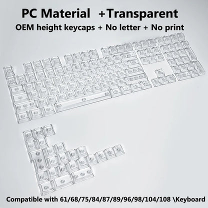 Full Sets Transparent Keycaps for Mechanical Keyboard Front/Side/None Print RGB Backlit Full/Misty Transparent Keycap 130+ Key