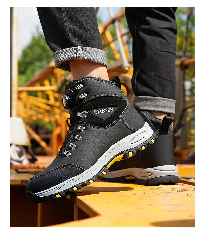 Rotating Button Safety Shoes, Men Work Sneakers, Indestructible Shoes, Puncture-Proof Protective Shoes, Work Boots, Tactical Boots