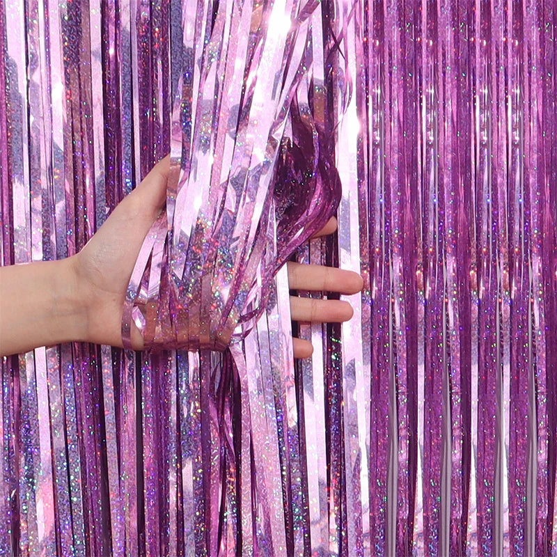 2/3M Party Background Wedding Decoration Foil Fringe Curtain Sequin Bachelorette Photo Backdrop Wall Curtain Birthday Baby Shower