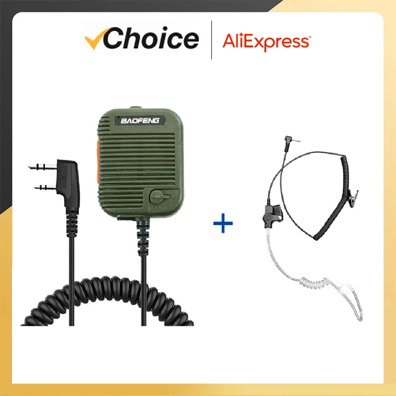 Baofeng AR-152 Mic Walkie Talkie Microphone PTT Radio Speaker Kenwood 2-Pin Type Handheld Mic For UV-K5 UV-16 UV-13 UV5R K Plug