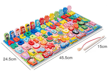 Montessori Wooden Toys Kids Busy Board Animal Math Fishing Numbers Matching Digital Shape Educational Toys For Children Gifts