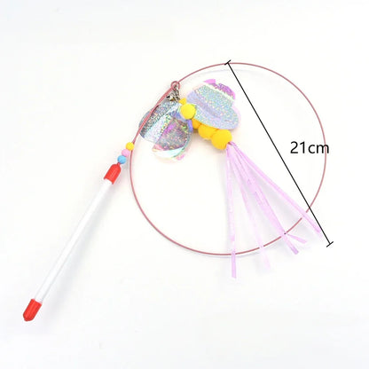 Interactive Cat Toy Hands-Free Cat Stick Playing Kitten Playing Teaser Wand Toy Suction Cup Bird/Feather Cat Wand Pet Supplies