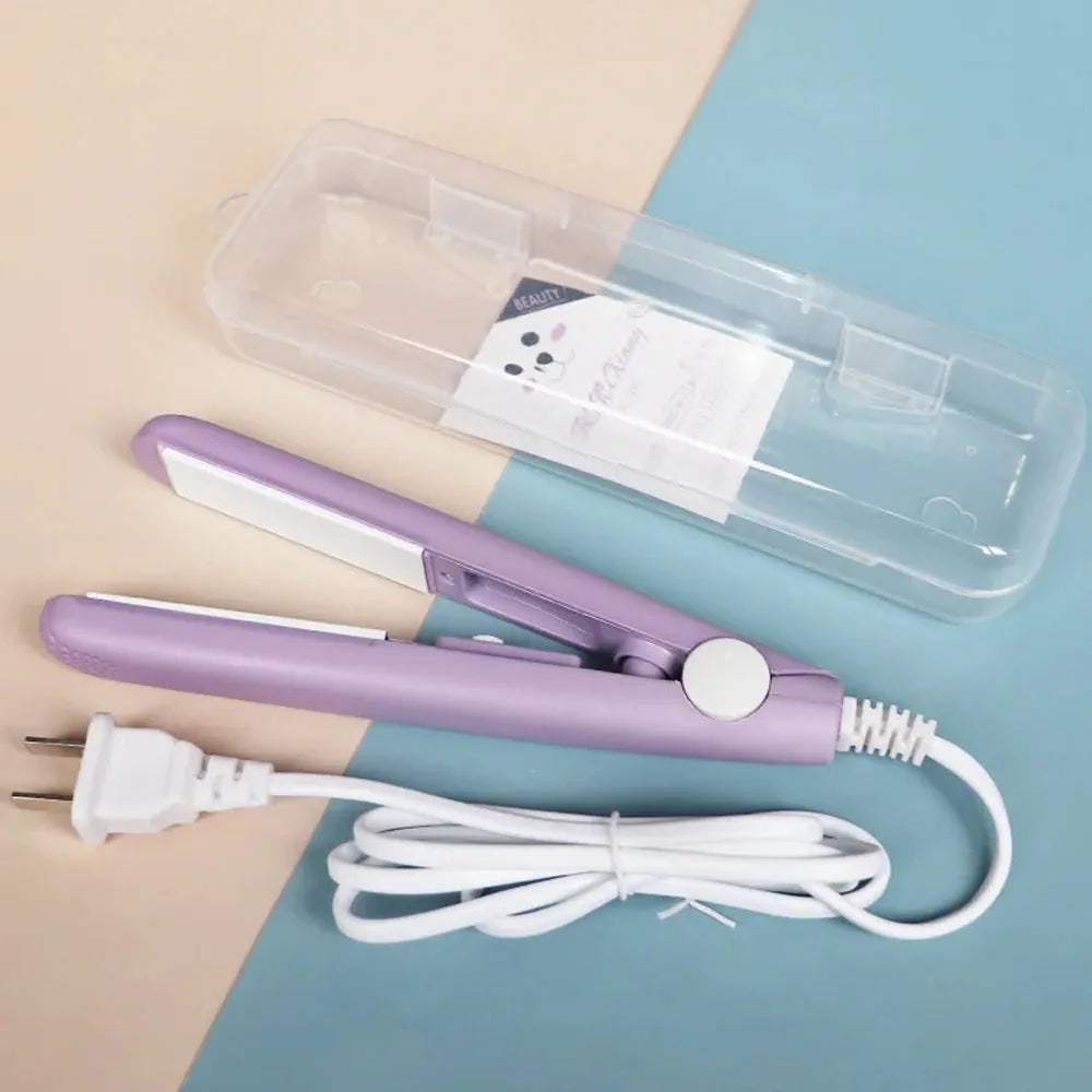Electric Ceramic Mini Hair Straightener Unisex Portable Flat Iron Wet/Dry Straightening Curling Irons Black FastHeat Hair Curler