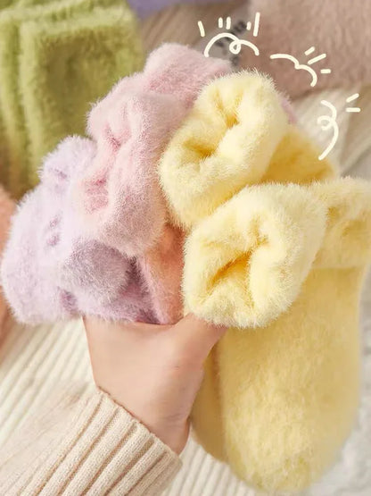 1-3pairs Mink Fleece Long Socks Women Mink Velvet Thicken Plush Mid-tube Sock Winter Warm Soft Lovely Coral Sleeping Sox