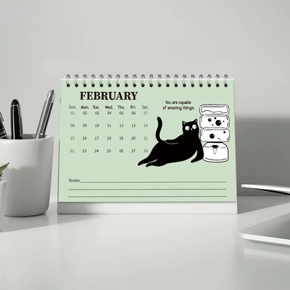 1PC 2026 Calendar, Cute Cat Illustrations Desktop Calendar, Cat Theme, 12-Month Planner, Perfect Gift for Birthdays & Holidays