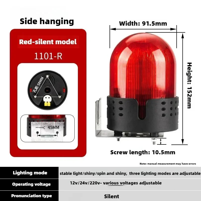 Three Sound Modes Emitting LTE-1101J Light Flashing Shiny Warning Light 120dB Volume Adjustable Magnetic Base 12V 24V 220V